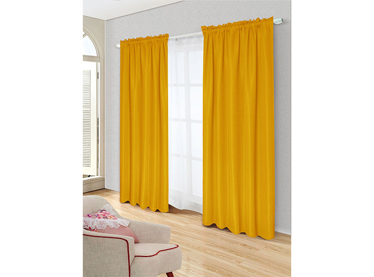 SET CORTINAS DORAL TABATHA RUSTICO PASADOR MOSTAZA - 1