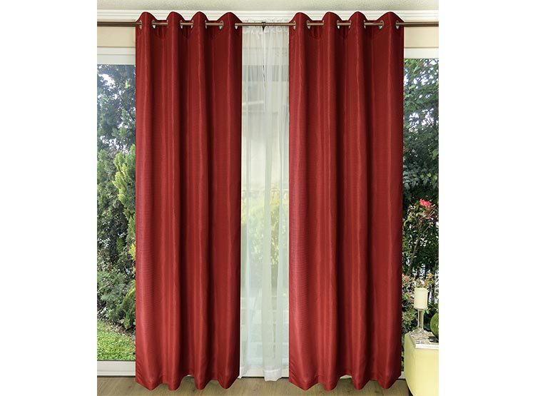 SET CORTINAS DORAL TABATHA RUSTICO ARGOLLA ROJO - 1