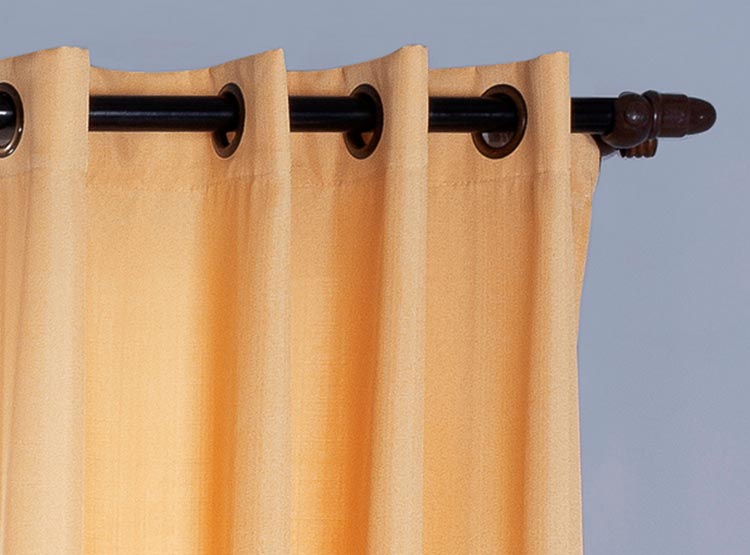 SET CORTINAS DORAL RUSTICO ARGOLLA MOSTAZA - 2