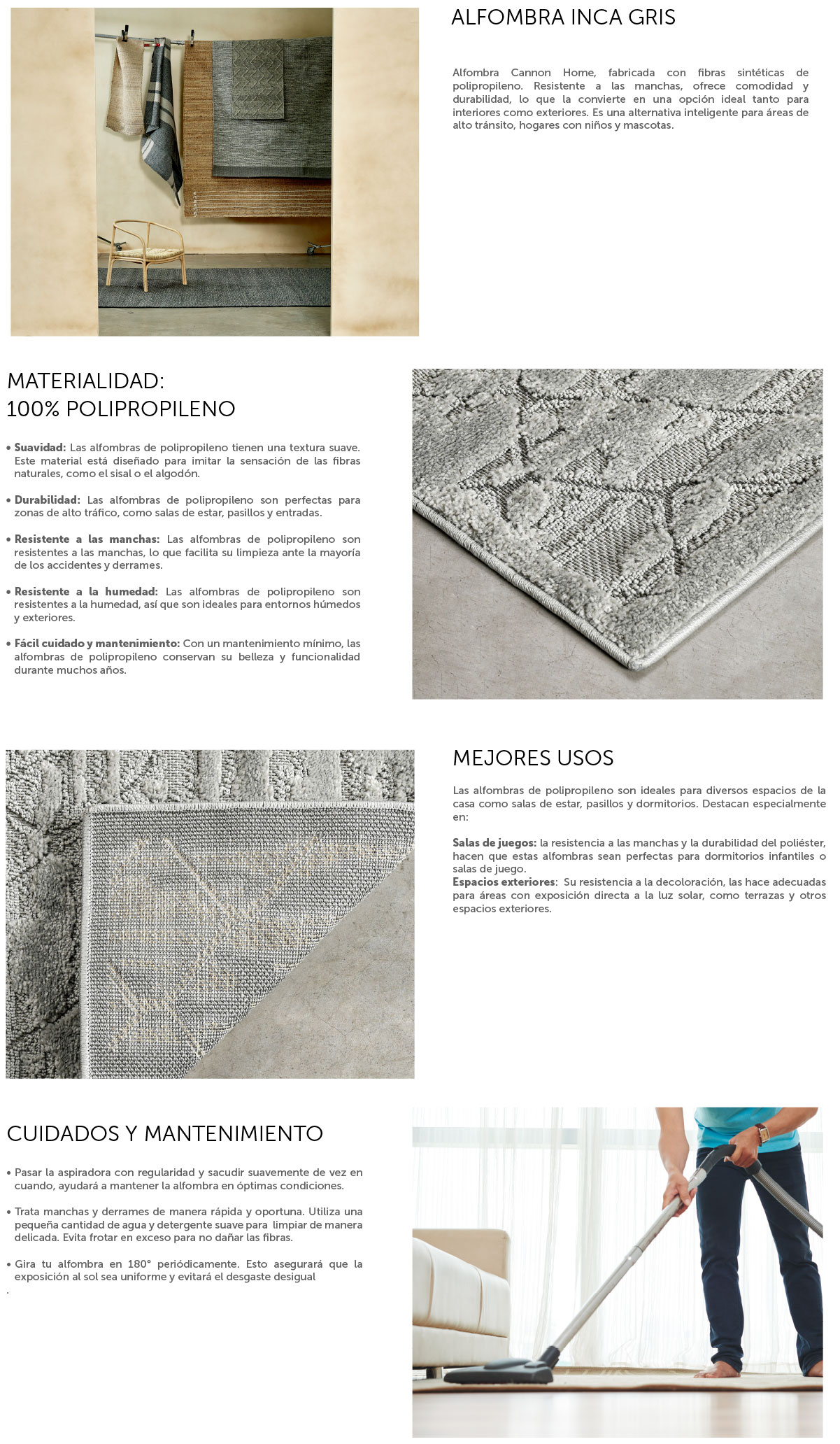 ALFOMBRA CANNON OUT-IN INCA GRIS 80X120