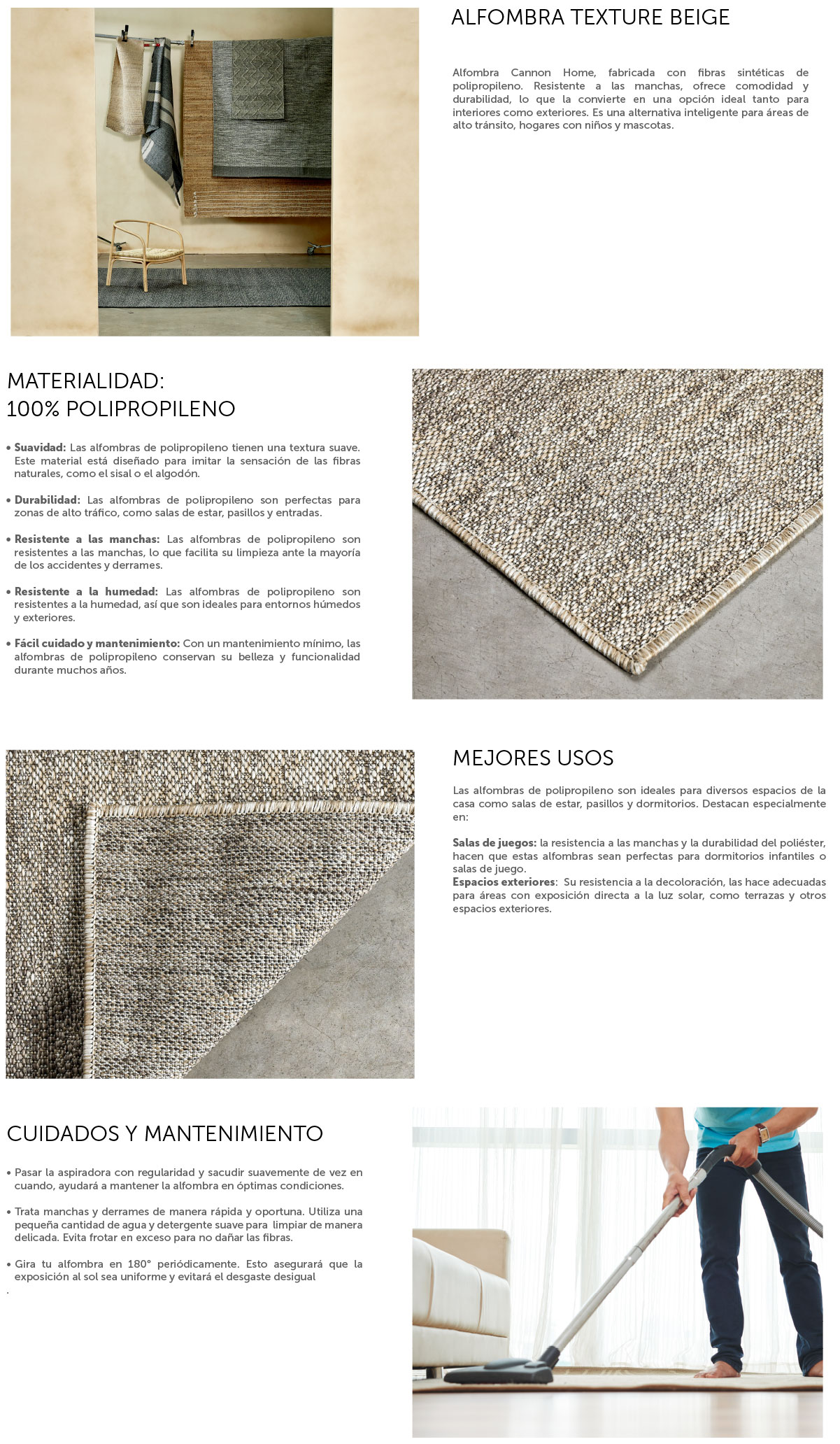 ALFOMBRA CANNON OUT-IN TEXTURE BEIGE 160X230