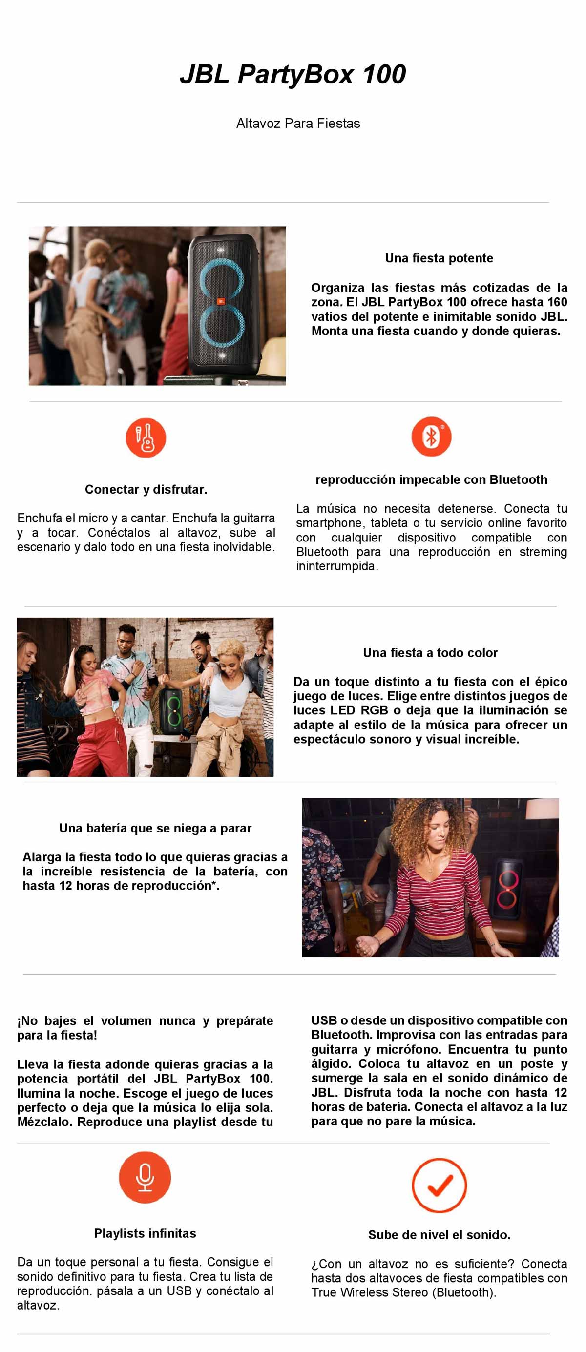 PARLANTE BLUETOOTH JBL PARTYBOX 100