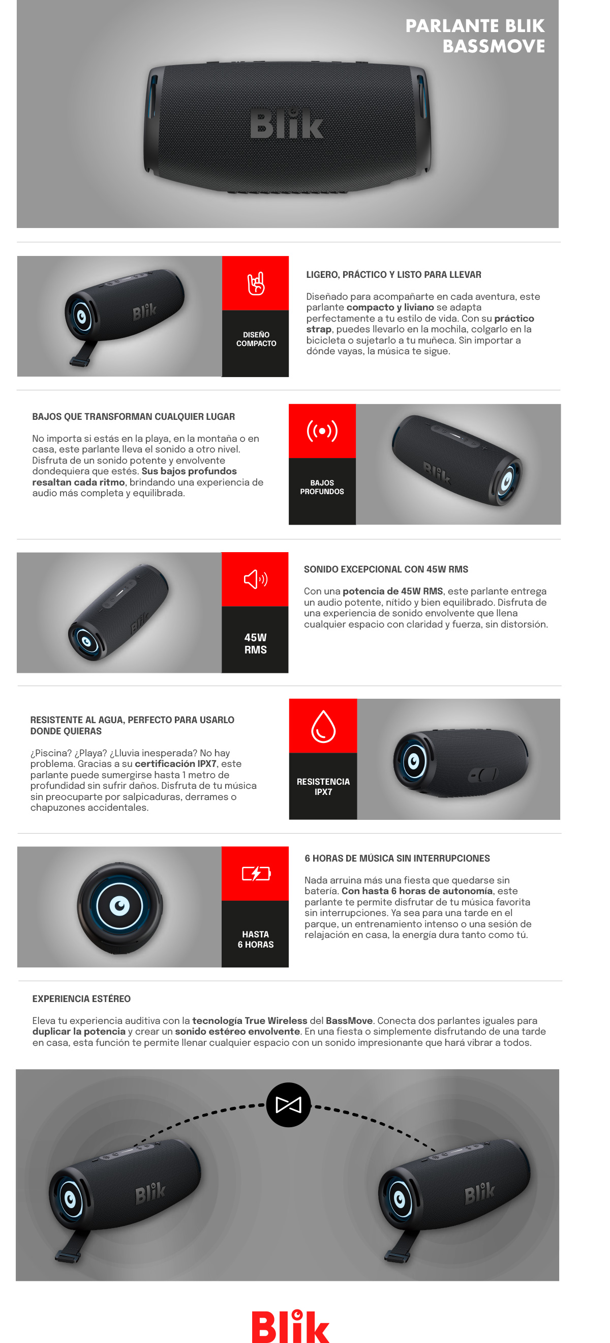 PARLANTE BLUETOOTH BLIK BASSMOVE