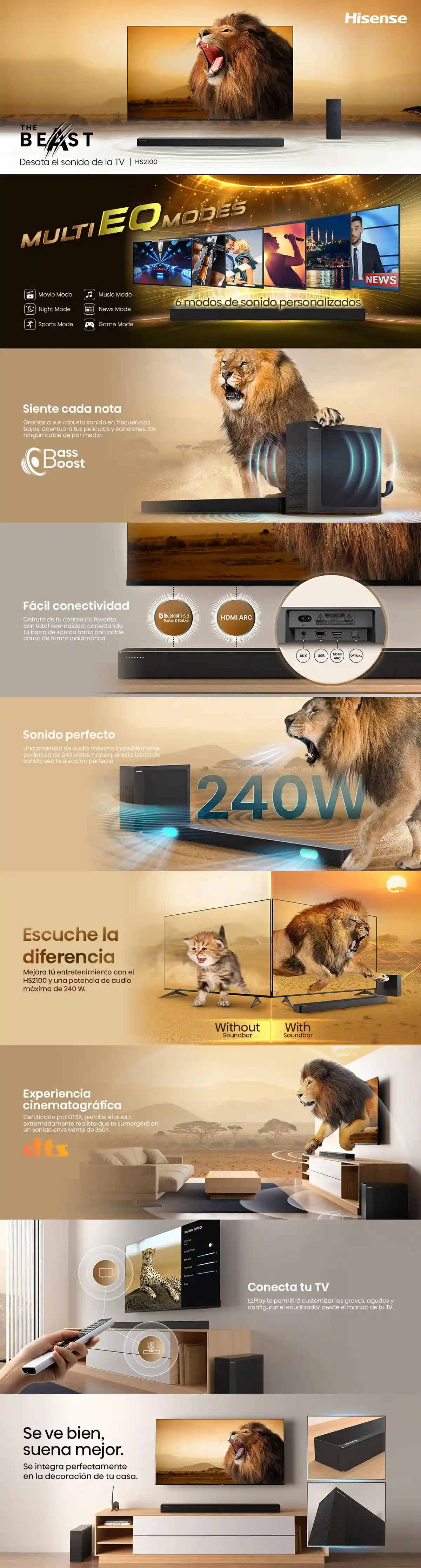 SOUNDBAR BLUETOOTH HISENSE H2100 2.1 CH