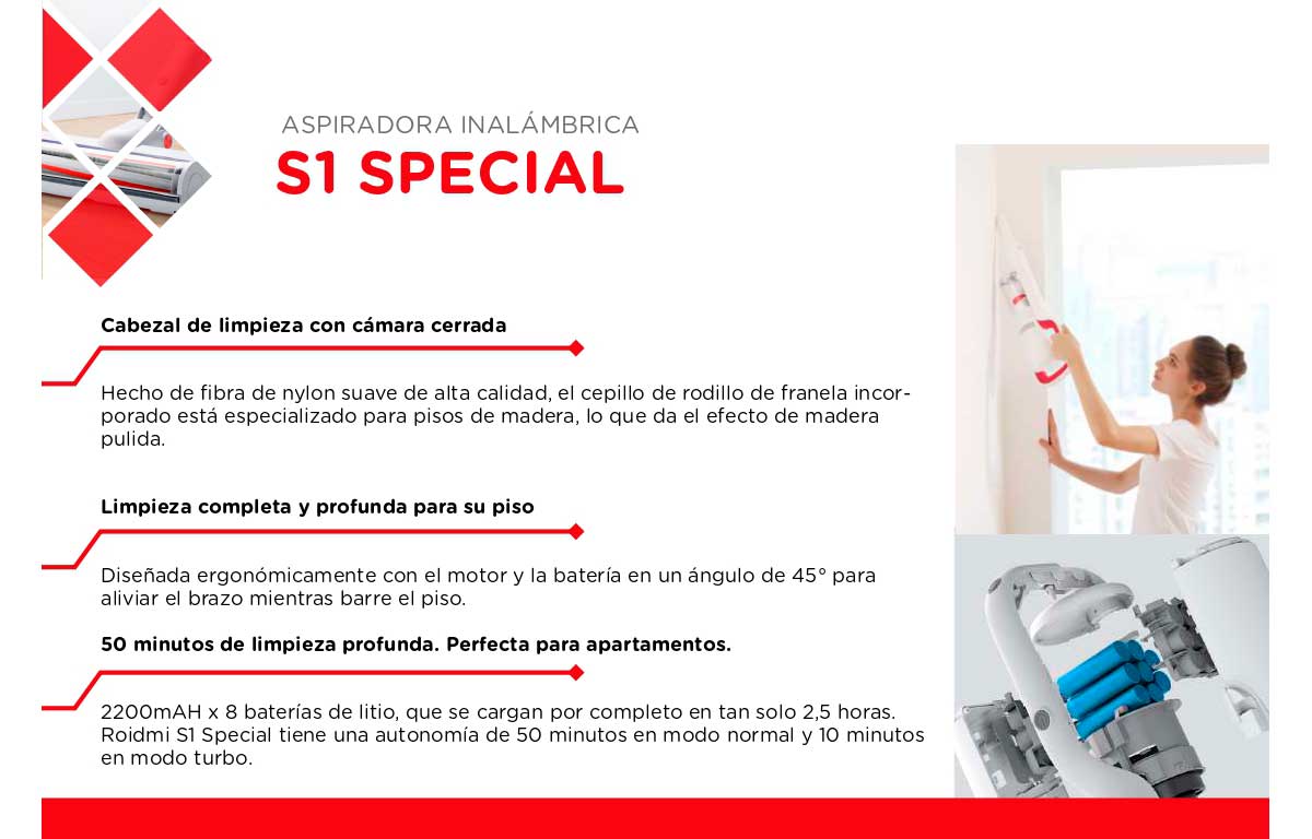 ASPIRADORA VERTICAL ROIDMI S1S RED