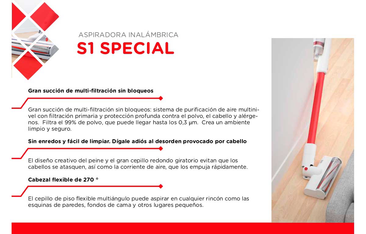 ASPIRADORA VERTICAL ROIDMI S1S RED