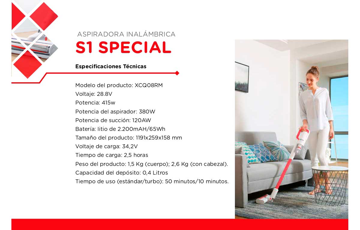 ASPIRADORA VERTICAL ROIDMI S1S RED