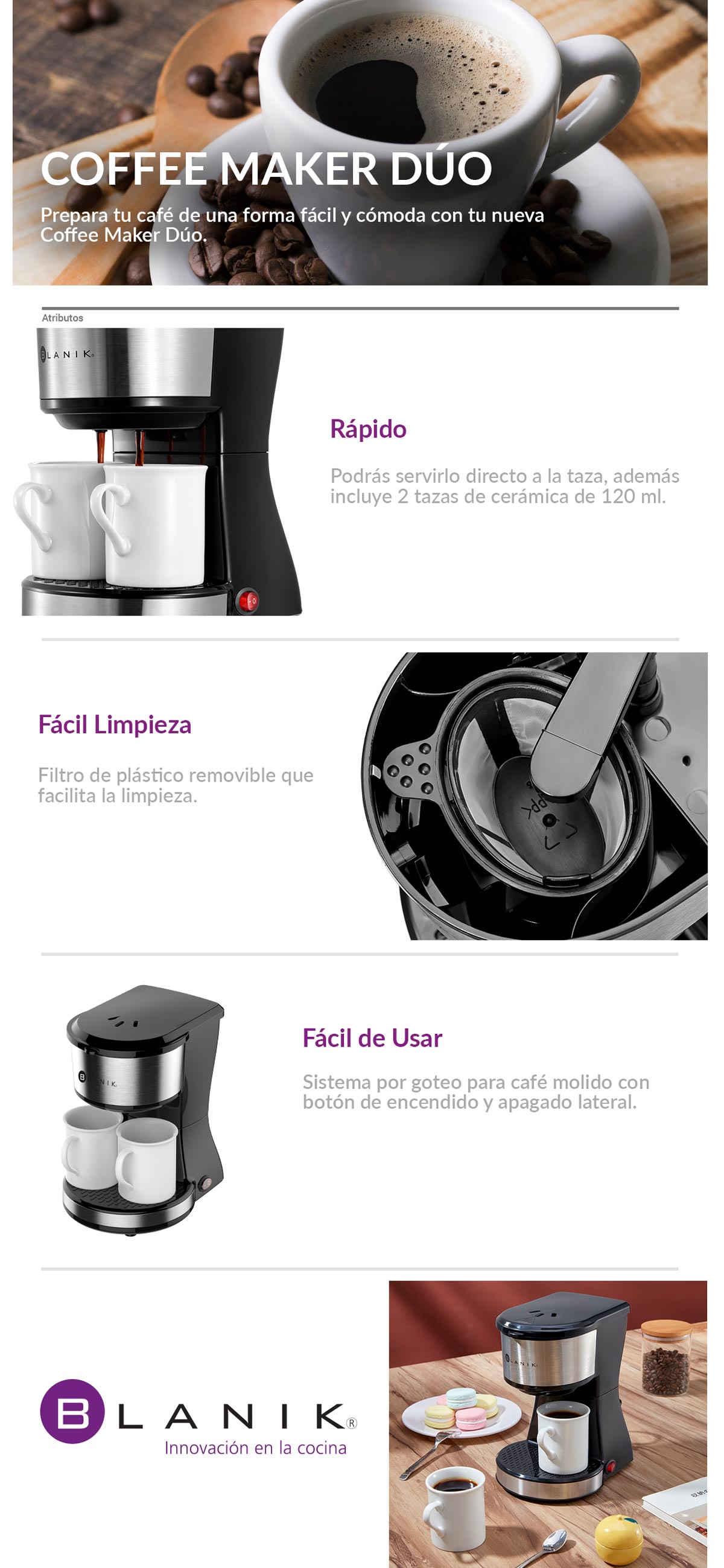 CAFETERA BLANIK COFFE MAKER DUO
