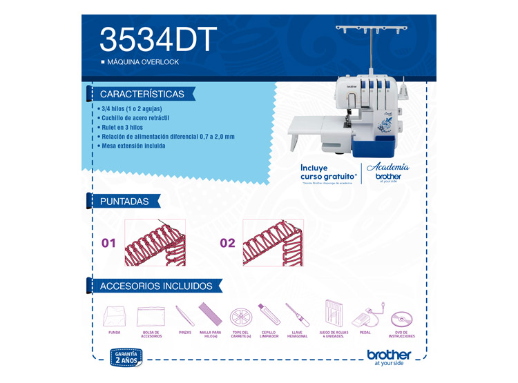 COMBO BROTHER OVERLOCK 3534DT + MAQUINA DE COSER SH7700 - 5