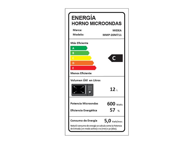 MICROONDAS MIDEA 20 L MMP-20M711N N PLATO GIRATORIO - 4