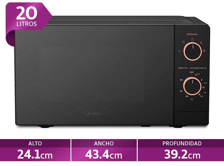 MICROONDAS MIDEA 20 L MMP-20M711N N PLATO GIRATORIO