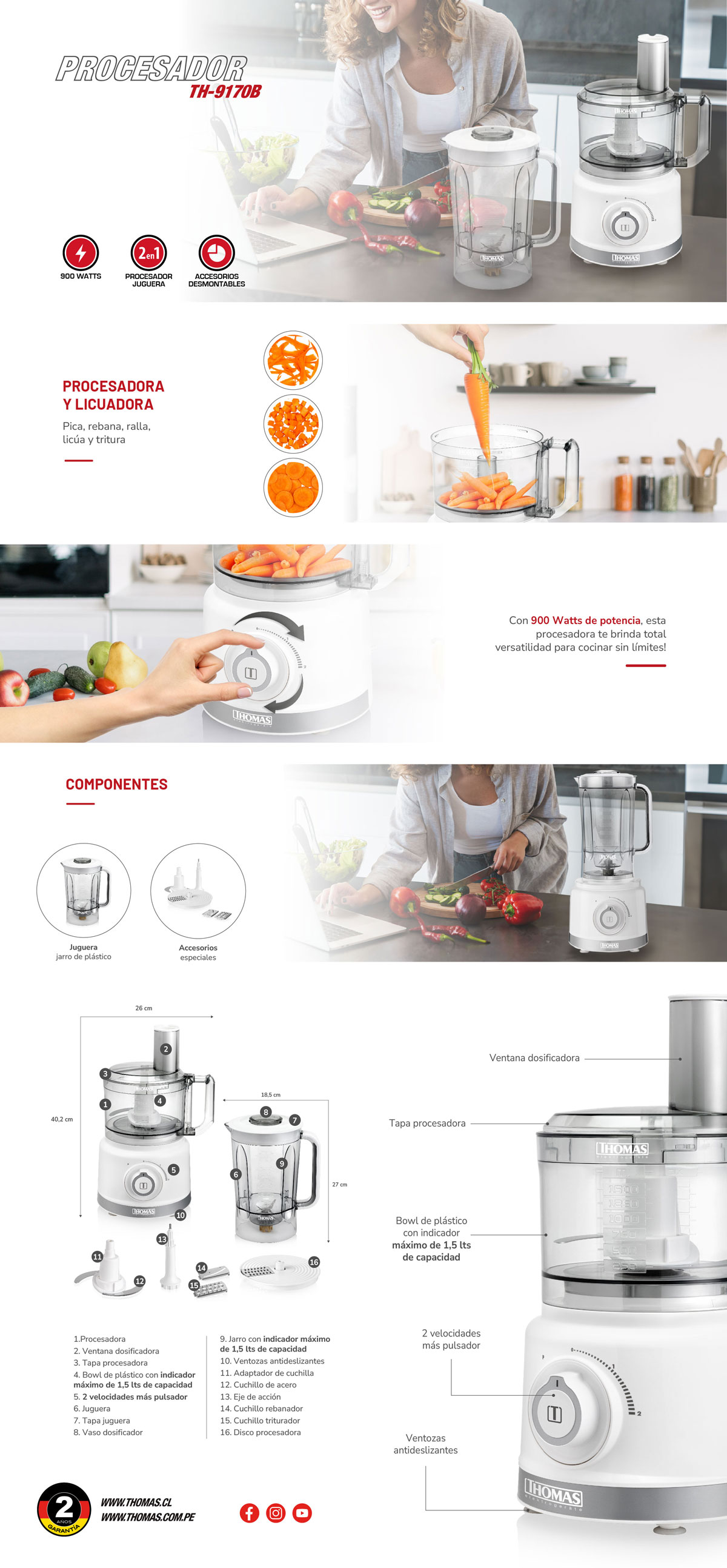 PROCESADORA DE ALIMENTOS THOMAS TH-9170B