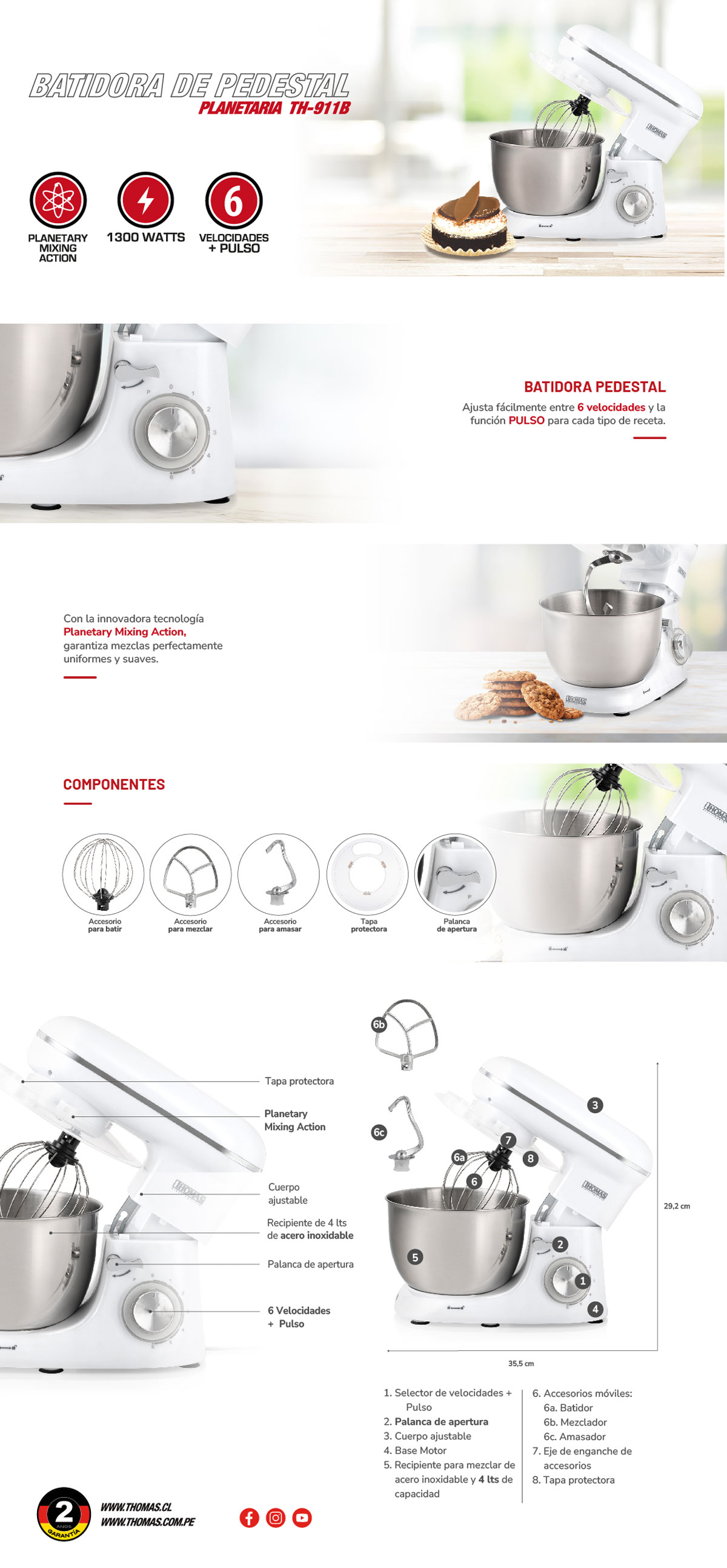 BATIDORA PEDESTAL THOMAS PLANETARIA TH-911B
