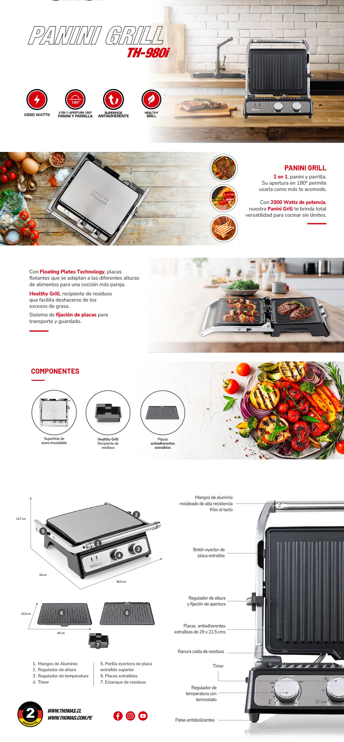 PANINI GRILL THOMAS TH-980I 2 EN 1
