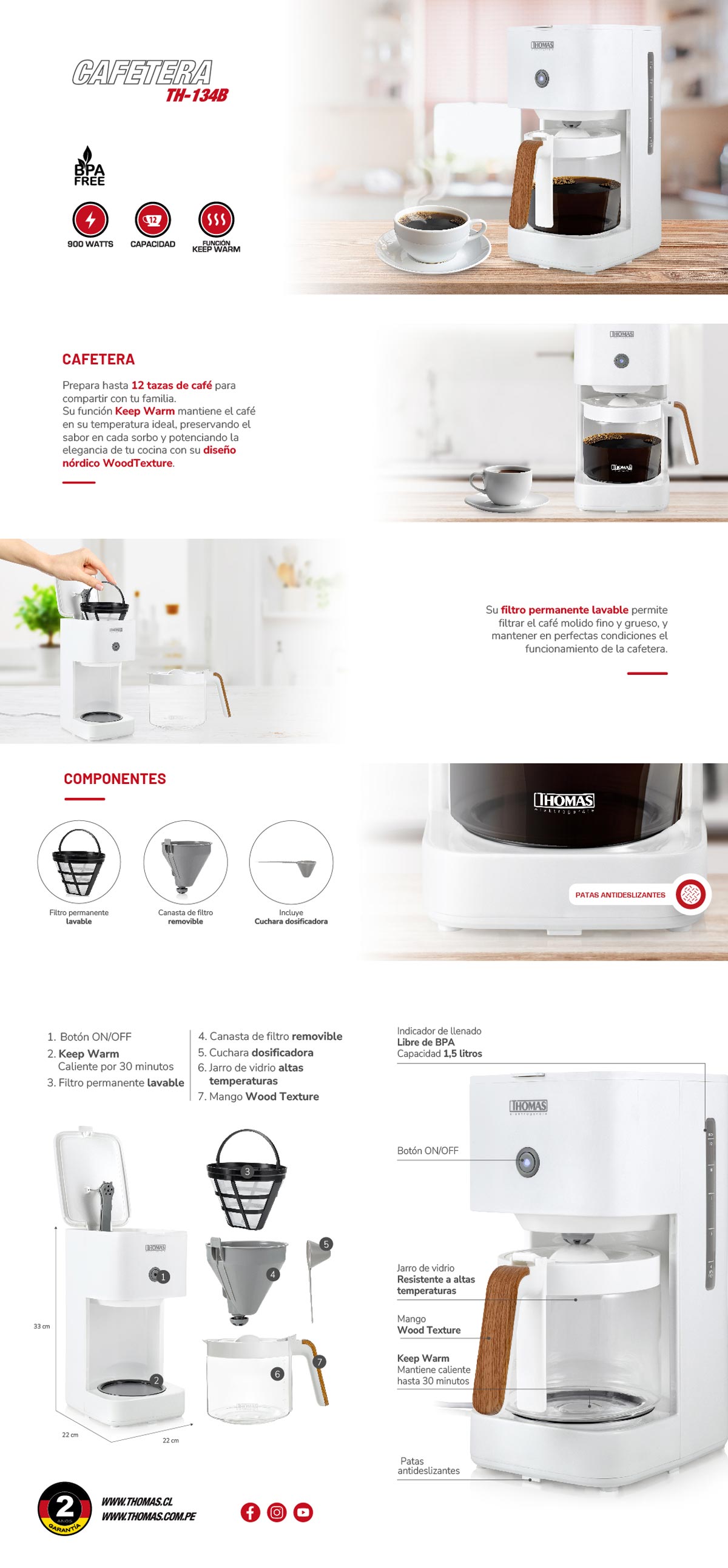 CAFETERA POR GOTEO THOMAS FILTRO TH-134B