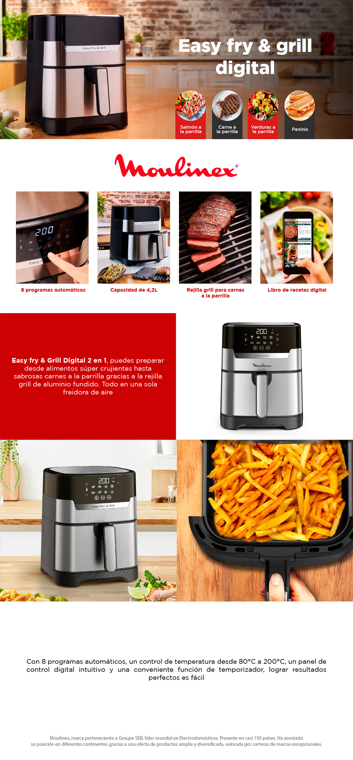 FREIDORA MOULINEX 4.2 L EASY FRY GRILL EZ505D10