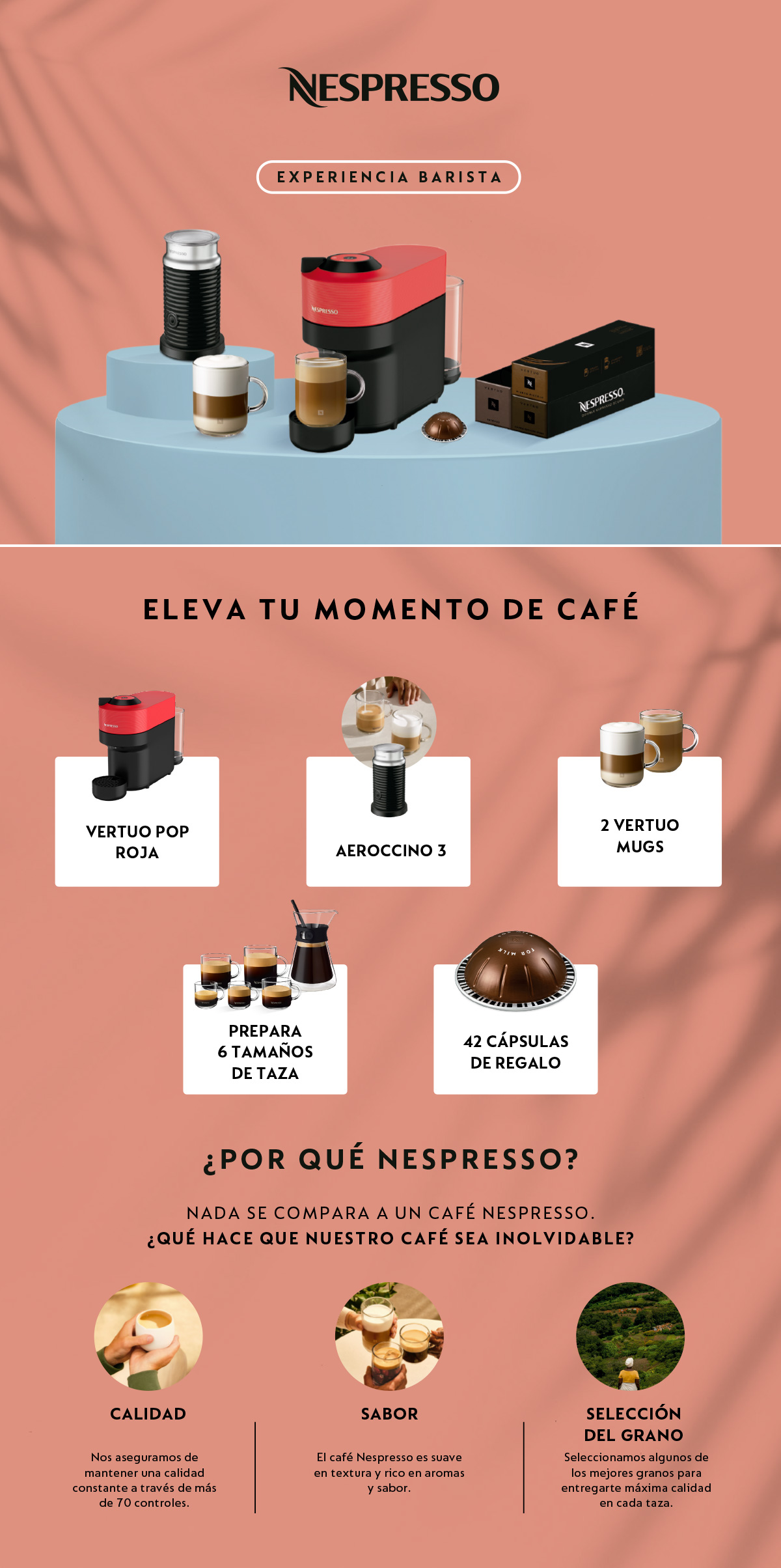 CAFETERA NESPRESSO CÁPSULA VERTUO POP ROJO EDICIÓN LIMITADA EXPERIENCIA BARISTA