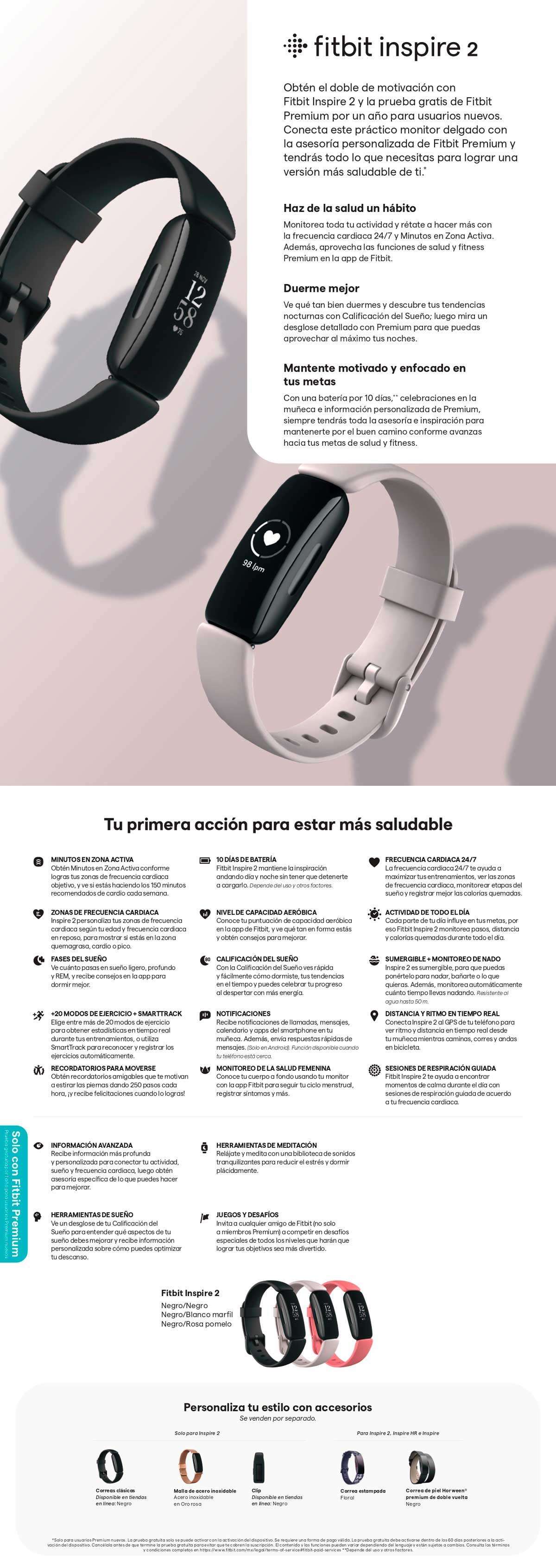 SMARTWATCH FITBIT TRACKER INSPIRE 2 BLANCO