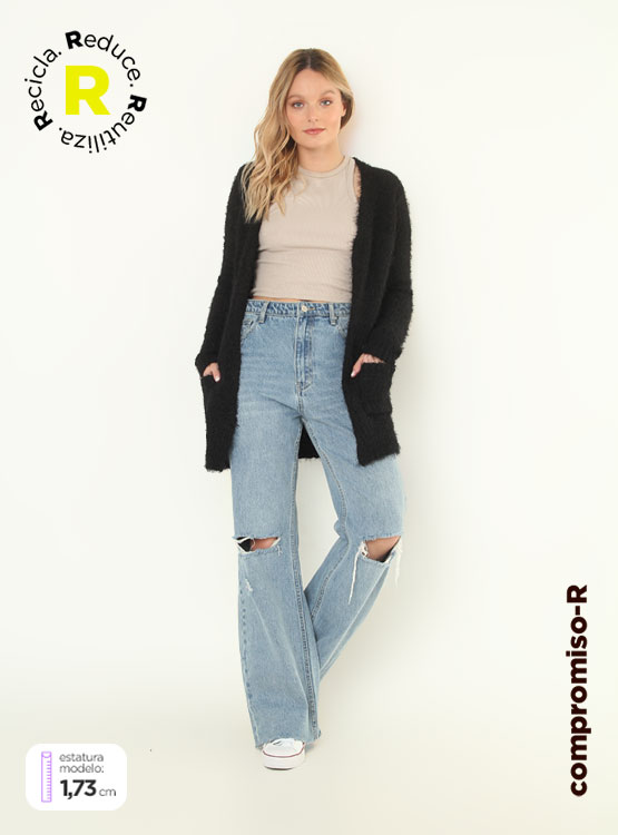 CARDIGAN MUJER INDEX PELUDO - 1
