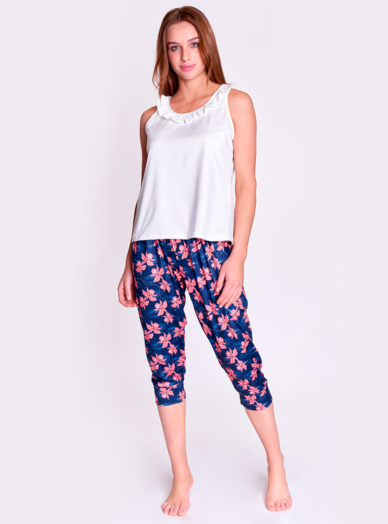 PIJAMA BAZIANI DOS PIEZAS CAPRI JUVENIL R8503 CUELLO REDONDO MANGA SIN_MANGAS