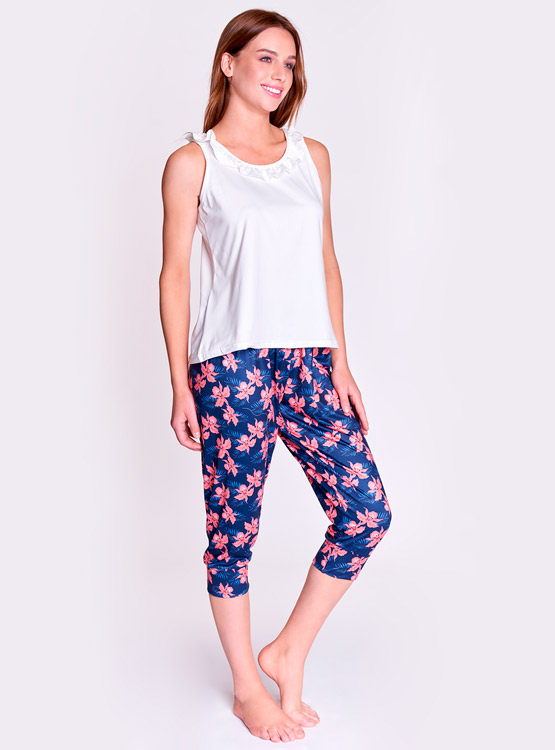PIJAMA BAZIANI DOS PIEZAS CAPRI JUVENIL R8503 CUELLO REDONDO MANGA SIN_MANGAS