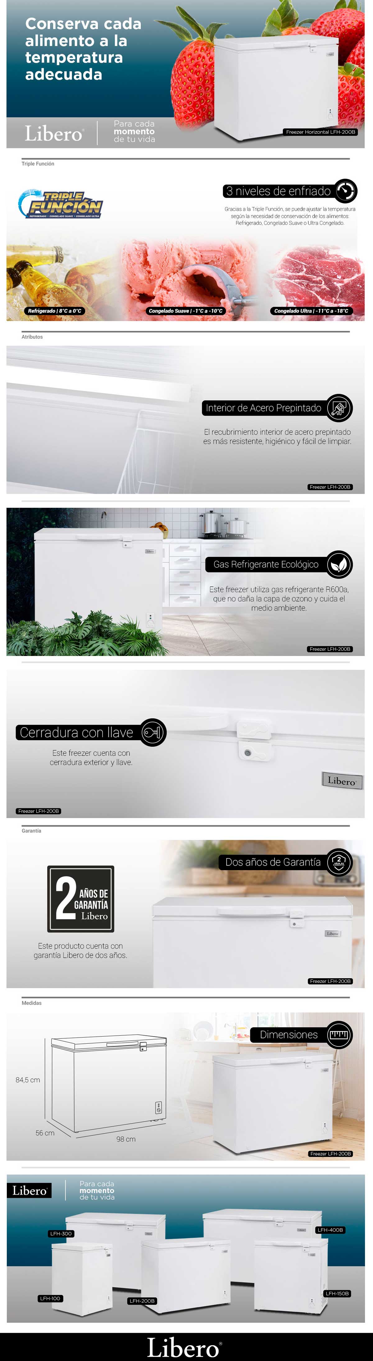 FREEZER LIBERO LFH-200 TRIPLE FUNCIÓN