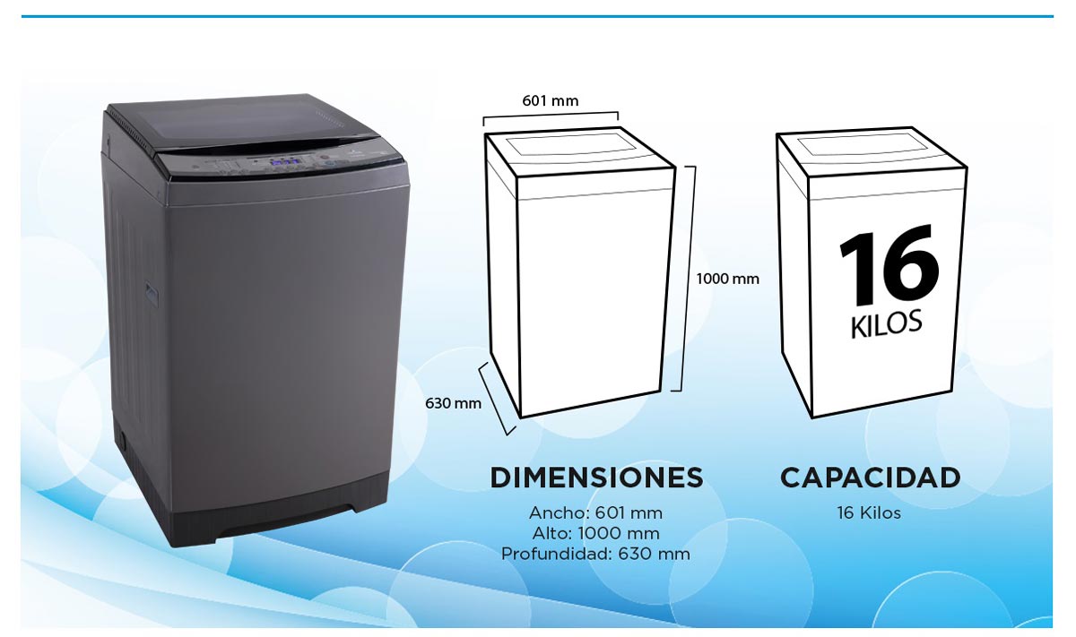 Lavadora Midea carga superior MLS-160G03I 16 Kgs Inverter gris