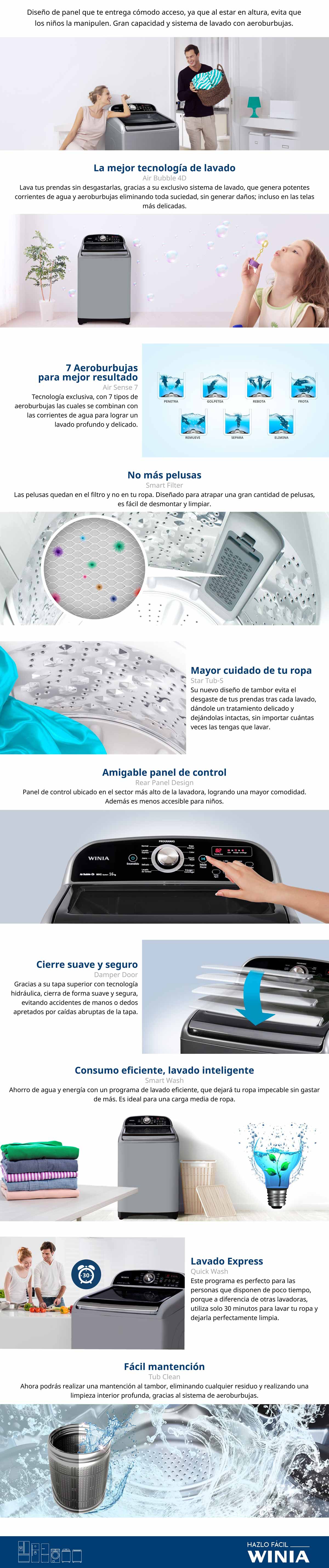 LAVADORA SUPERIOR WINIA DWF-RP165GK