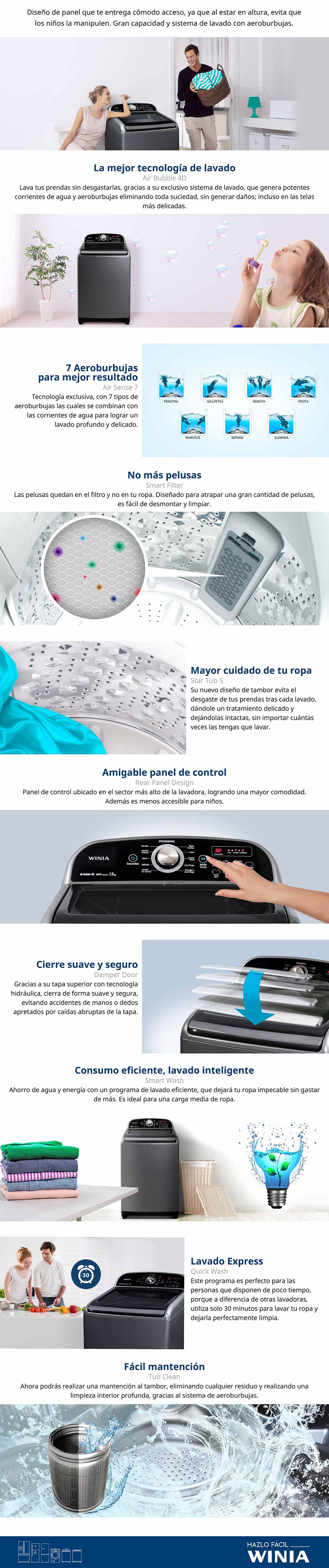 LAVADORA SUPERIOR WINIA DWF-RP180XK