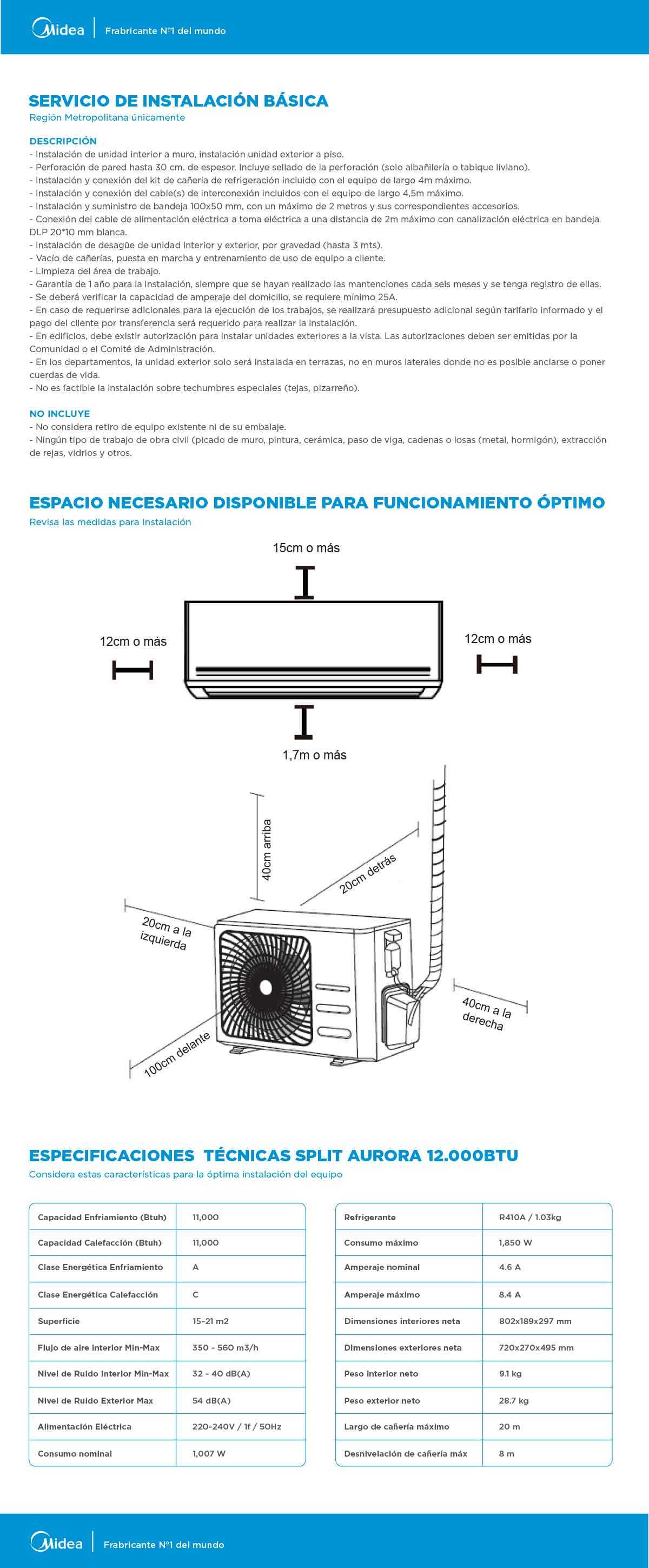 AC split Midea Aurora 12kBTU+instalacion