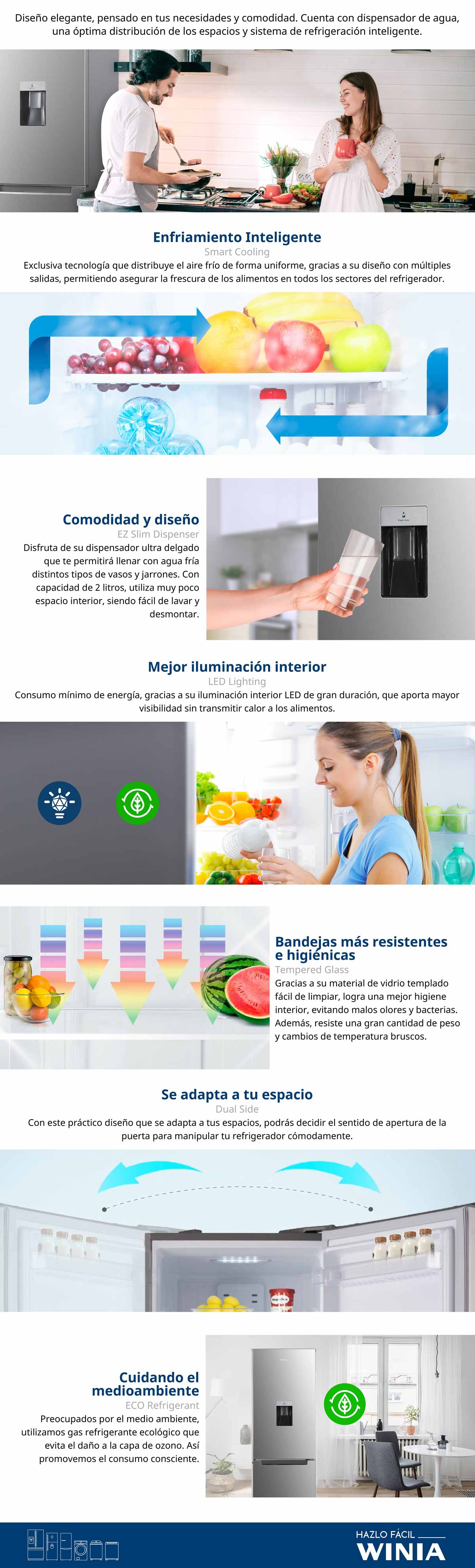 REFRIGERADOR WINIA RF-H31DIP NO FROST 284 LTS