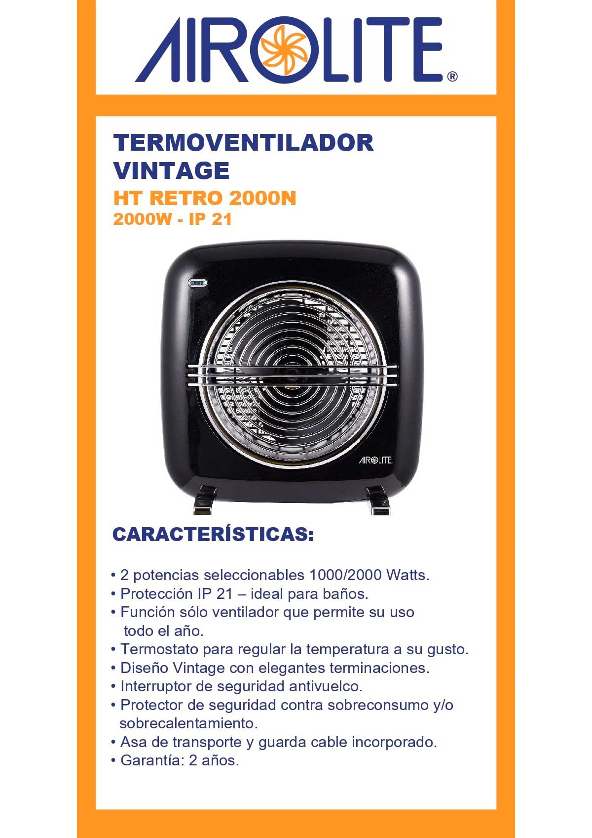 TERMOVENTILADOR VINTAGE HT RETRO 2000N
