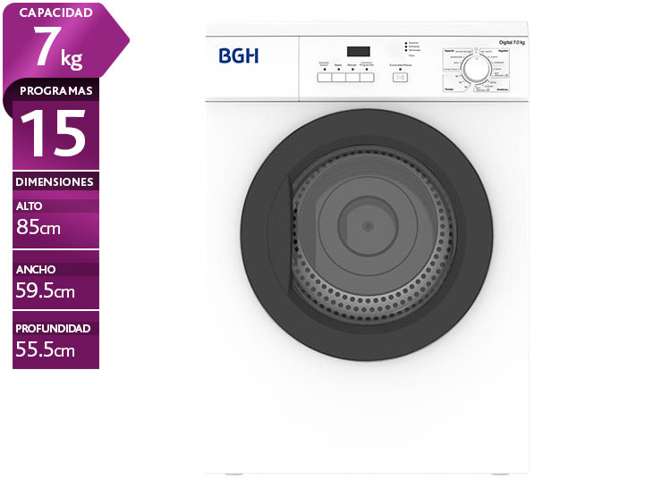 SECADORA DE ROPA BGH VENTILACIÓN 7 KG BDF07W23CL - 1