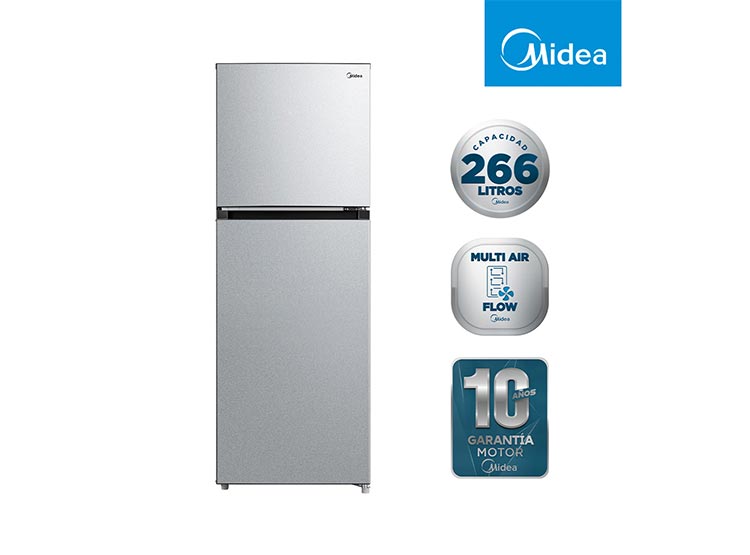 REFRIGERADOR TOP FREEZER MIDEA MDRT385MTE50 266L NO FROST PLATA - 2