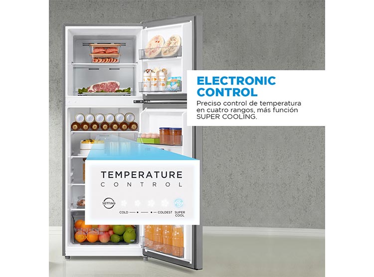 REFRIGERADOR TOP FREEZER MIDEA MDRT385MTE50 266L NO FROST PLATA - 5