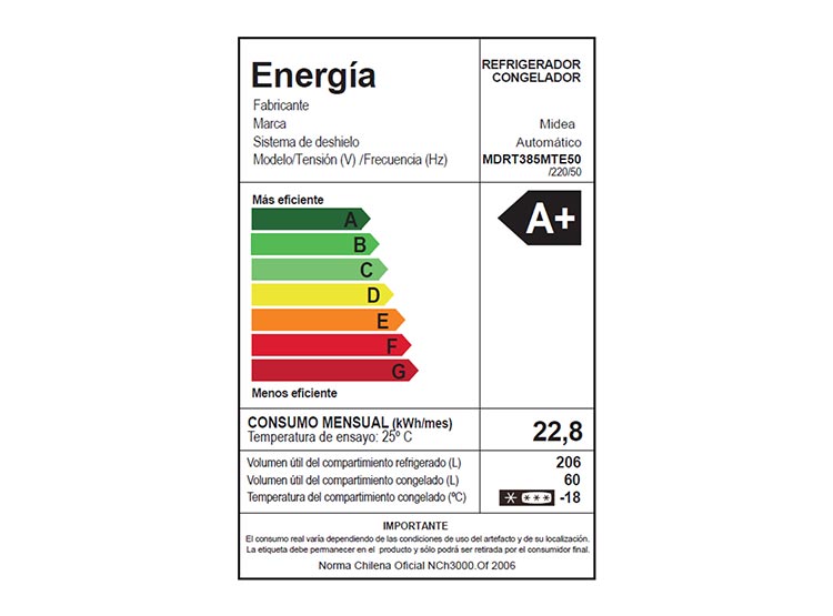 REFRIGERADOR TOP FREEZER MIDEA MDRT385MTE50 266L NO FROST PLATA - 9