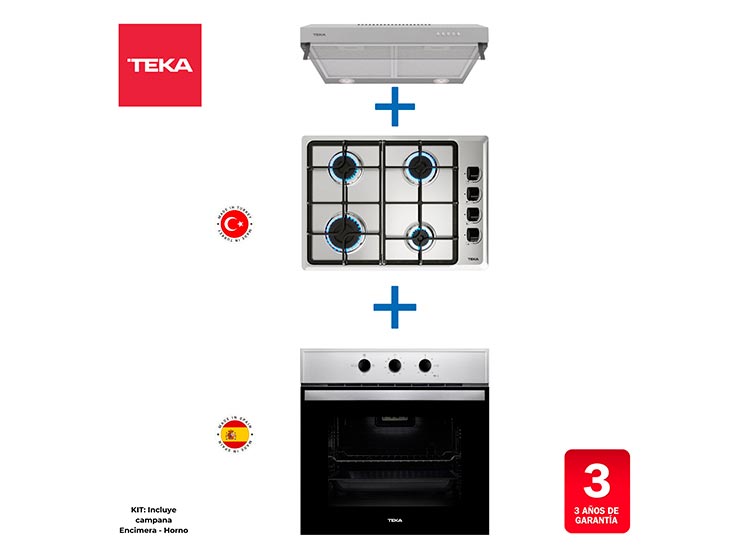 COMBO TEKA HORNO HBB 445 + ENCIMERA HLX 540 + CAMPANA CX 62120 - 2