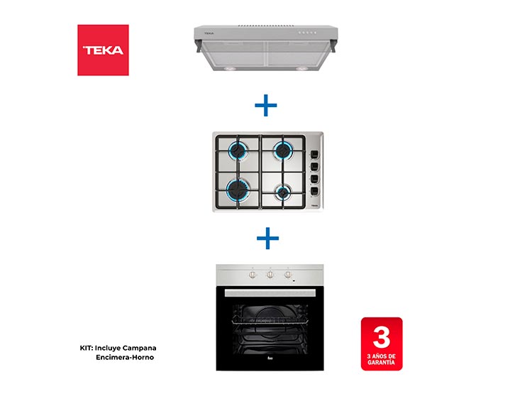 KIT TEKA HORNO HS 445 + ENCIMERA HLX 540 + CAMPANA CX 62120 - 1