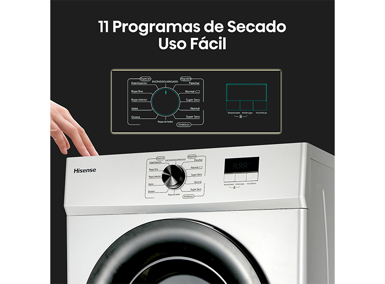 SECADORA DE ROPA HISENSE VENTILACIÓN 10KG DV1W1001UW - 5