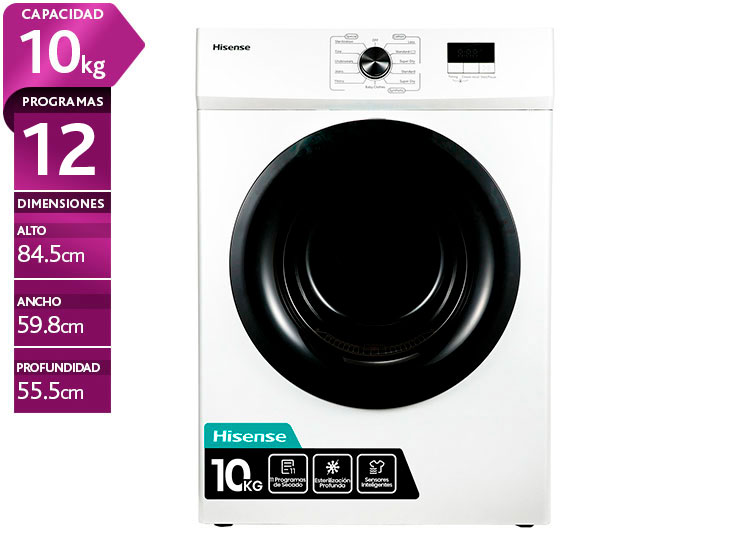 SECADORA DE ROPA HISENSE VENTILACIÓN 10KG DV1W1001UW - 1