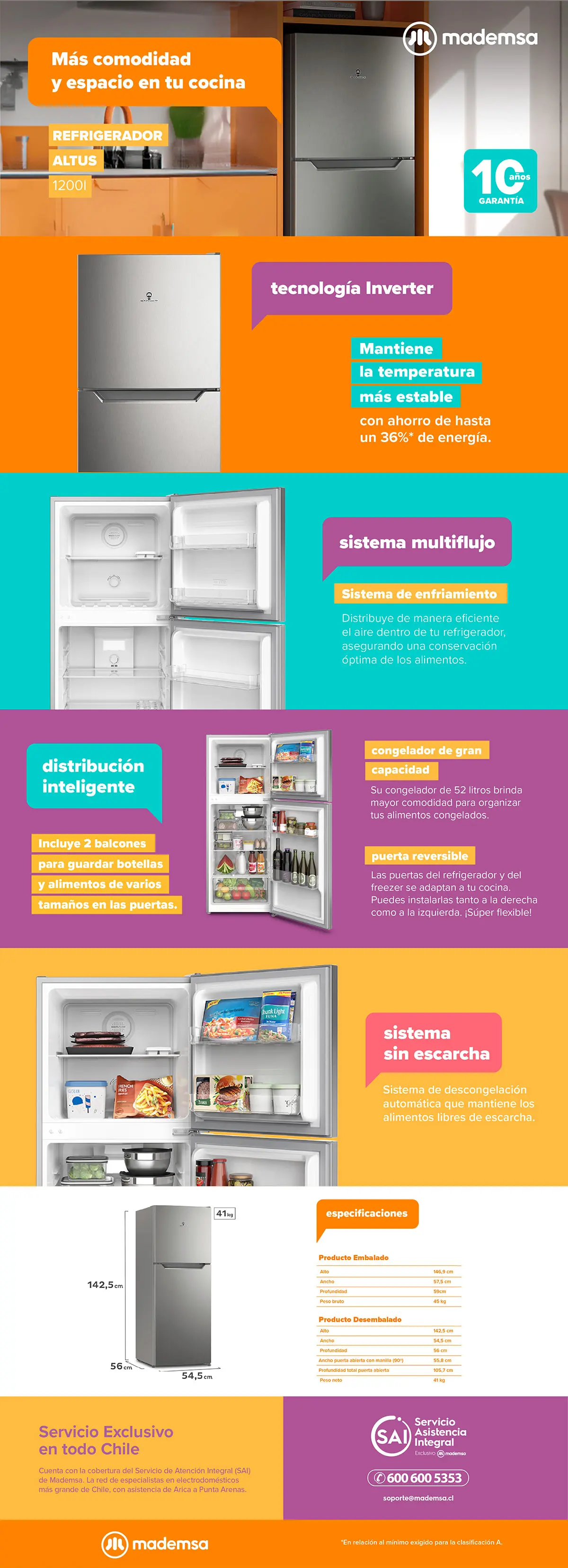 REFRIGERADOR TOP FREEZER MADEMSA 197 LT NO FROST ALTUS 1200I