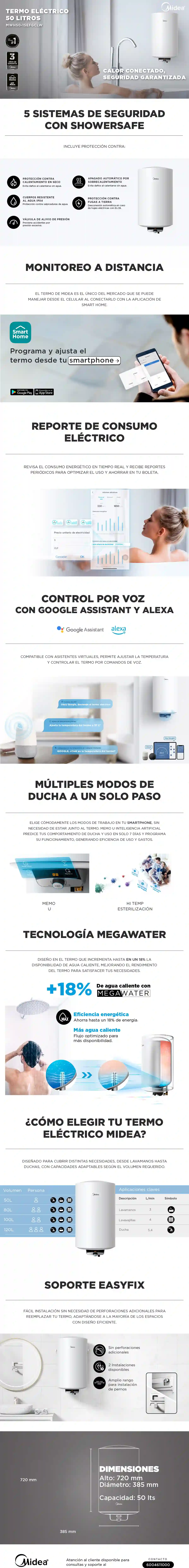 TERMO ELÉCTRICO MIDEA MWH50-15EFGCLW 50 LT