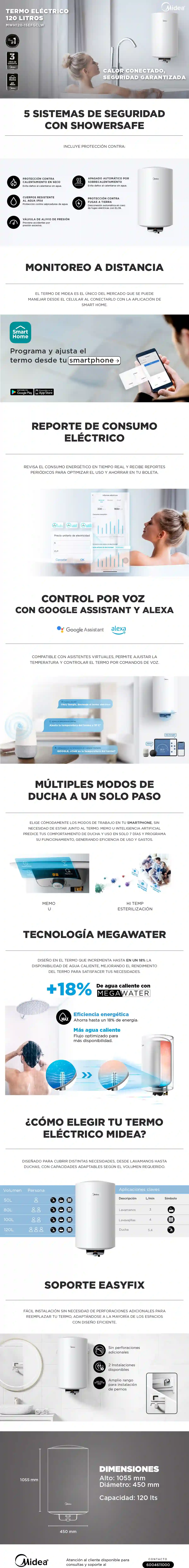 TERMO ELÉCTRICO MIDEA MWH120-15EFGCLW 120 LT