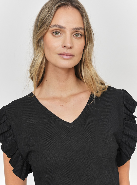 POLERA MANGA CORTA MUJER MARQUIS TEJIDA VUELOS - 3