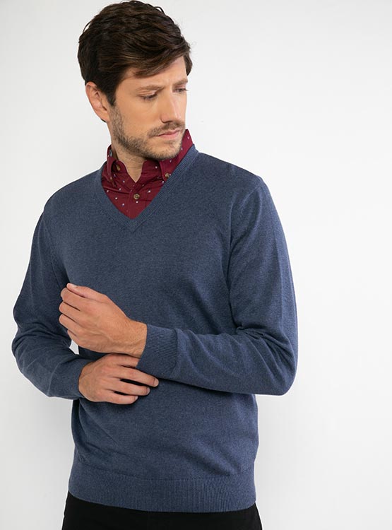 SWEATER KENNETH STEVENS BÁSICO CUELLO_V MANGA LARGA - 2