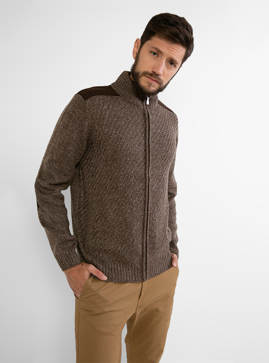 SWEATER KENNETH STEVENS CON CIERRE Y DETALLES EN SUEDE - 2