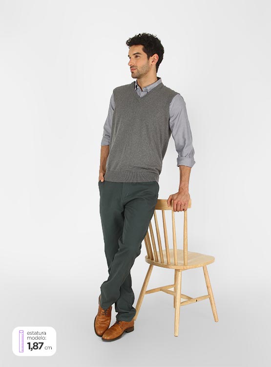 Chaleco De Punto Para Hombre - Cuello En V Sin Mangas (Otoño/Invierno)