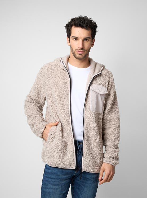 POLERON KENNETH STEVENS SHERPA CON CIERRE Y GORRO - 2