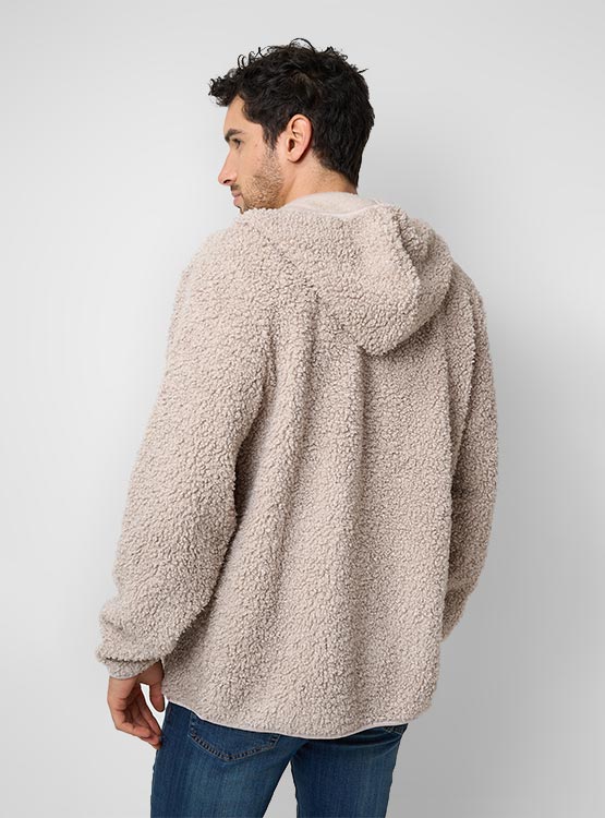 POLERON KENNETH STEVENS SHERPA CON CIERRE Y GORRO - 3