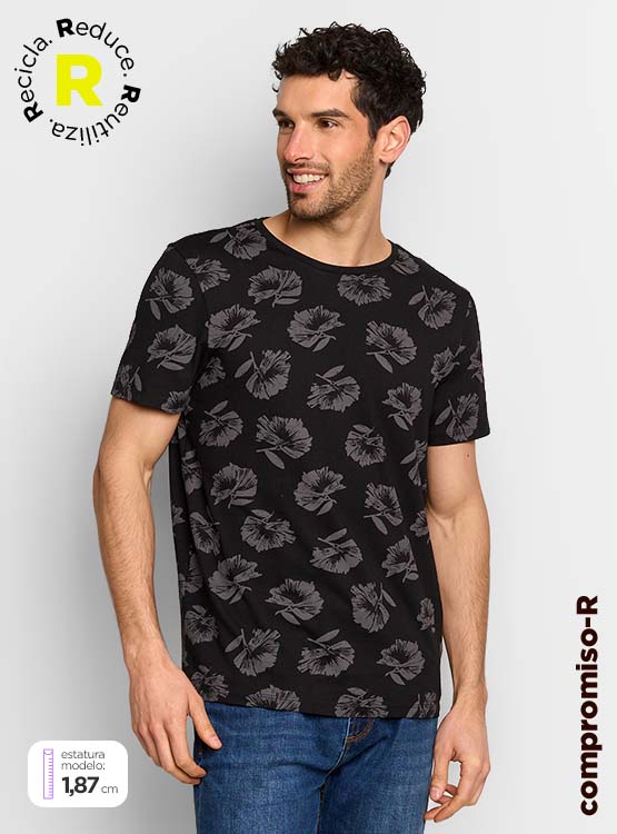 POLERA MANGA CORTA CUELLO REDONDO PRINT TROPICAL KENNETH STEVENS - 1